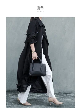 Длинное женское пальто-ветровка 2023, весенне-осенний дизайн, продвинутый шик, популярное свободное тонкое пальто высокого класса.