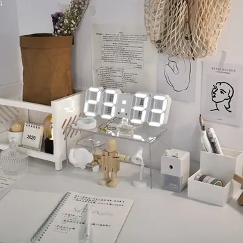 Домашний Декор Светодиодные Цифровые Настольные Часы Smart 3d Цифровой Будильник Настенные Часы С Температурой Датой И Временем Nordic Большие Настольные Часы
