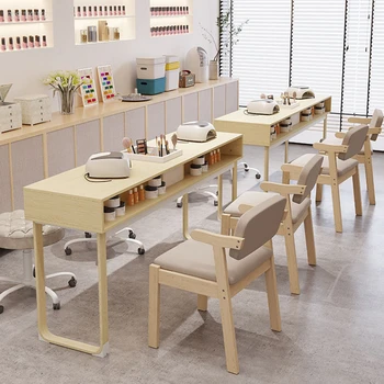 Европейские столы для маникюра из массива дерева, Японский стол для двойного маникюра, дизайнерская мебель для салона, Маникюрный магазин, профессиональный маникюрный стол