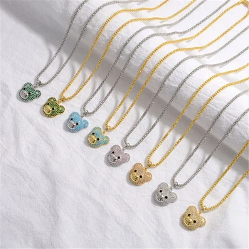 Женское ожерелье с медведем ЖУКОУ, милое мужское ожерелье из разноцветного циркона, летние чокеры, цепочки для женщин, ювелирные изделия оптом VL329