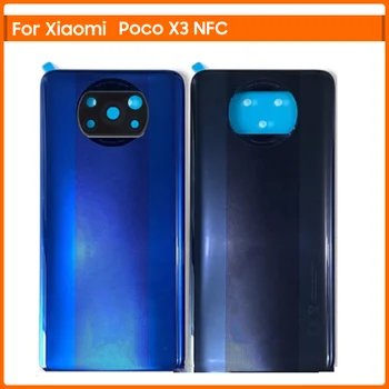 Задняя крышка PocoX3 для Xiaomi Poco X3 с NFC батареей, задняя крышка, Задняя панель задней двери, корпус с клеем, замена