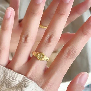 Золотые кольца на палец для женщин, кольцо для часов, Регулируемое кольцо, Женское обручальное кольцо 2023, Модные украшения, подарки для вечеринок