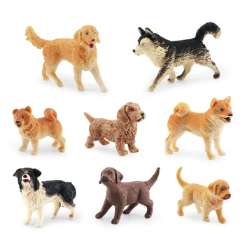 Игровой набор из 8ШТ фигурок собак, реалистичные детализированные пластиковые фигурки щенков, ручная роспись, прямая поставка