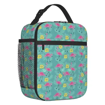 Изготовленная на заказ Летняя сумка для ланча с тропическими растениями и Фламинго, Мужские И Женские Ланч-боксы с термоизоляцией для школьников