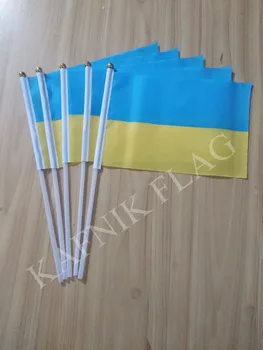Кафник, 5шт 14 *21 см, Национальный флаг Украины, размахивающий рукой, полиэстер, ручной флаг Украины, Бесплатная доставка