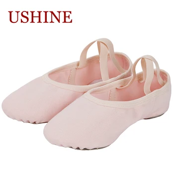 Качественная парусиновая обувь для занятий йогой в тренажерном зале USHINE, Профессиональная танцевальная обувь для девочек, женская мягкая обувь с разрезом, Балетки из эластичной ткани