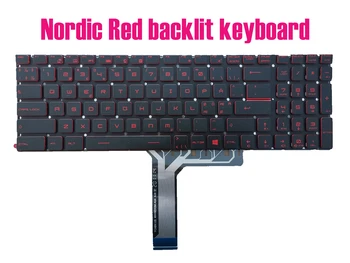 Клавиатура Nordic с красной подсветкой для MSI Alpha 17 A4DEK/Alpha 17 A4DE (MS-17EK)