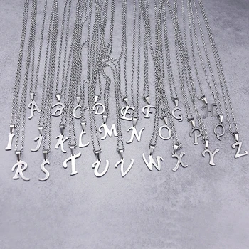 Классическое ожерелье с подвеской в виде начальной буквы для женщин, простое письмо из нержавеющей стали, Глянцевая цепочка для ключиц, колье, Ожерелья, ювелирные изделия