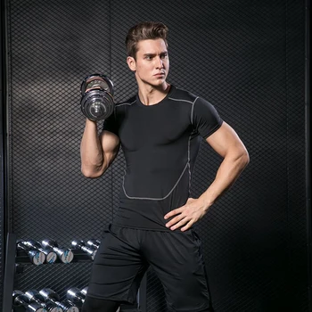 Компрессионная облегающая спортивная рубашка Cool Dry С длинным коротким рукавом для фитнеса, мужская облегающая рубашка с длинным коротким рукавом, Внутренняя компрессионная