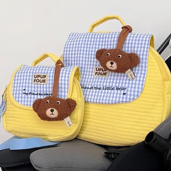 Корейская Ins Портативная сумка для детских подгузников, рюкзак с вышивкой большой емкости, сумка для мамы, Сумки, Детский рюкзак с милым медведем