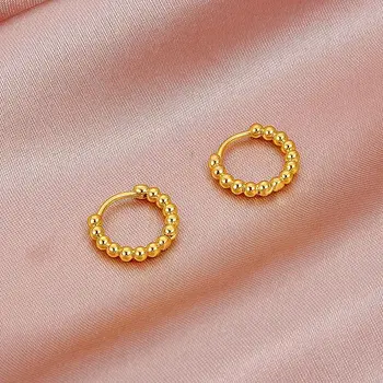 Корейский стиль, простые индивидуальные бусины, серьги-кольца, Темпераментные серьги с геометрическим кругом для женщин, модные украшения для девочек.