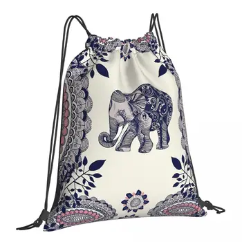 Красивые сумки с завязками в виде розового Слона, сумка для спортзала, рюкзак с 3D принтом, сумка для обуви