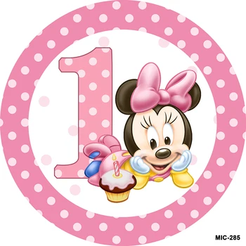 Круглый круг Disney Minnie Mouse, фоны для вечеринки с 1-м Днем Рождения, Фотозона для дня рождения, детское оформление, индивидуальный фон