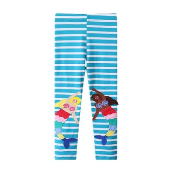 Леггинсы для малышей с аппликацией в виде русалки, штаны для маленьких девочек, детская одежда, детские хлопковые леггинсы для девочек, брюки