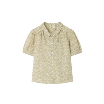 Летняя блузка для девочек, новая детская рубашка с рукавами-пузырями, детский топ с принтом