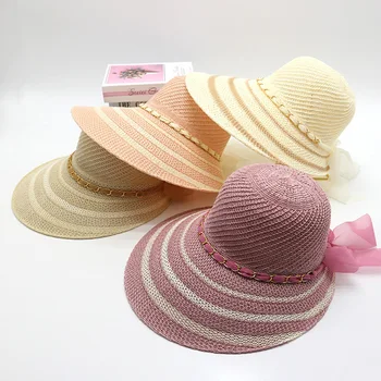 Летняя дышащая соломенная шляпа из трикотажной сетки, женская пляжная кепка с широкими полями, солнцезащитный козырек, складная солнцезащитная панама, кепки