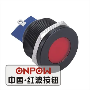 Металлическая светодиодная водонепроницаемая Сигнальная лампа ONPOW 25 мм, Черная контрольная лампа, индикаторная лампа (GQ25T-D / R/ 6V /A) CE, RoHS
