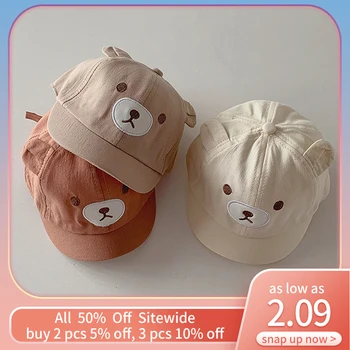 Милая детская кепка с Медвежьими ушками, Модная бейсбольная кепка Для мальчиков и девочек, Хлопковая повседневная Детская шляпка, Прекрасная Детская солнцезащитная кепка 아기모자 шапка детская