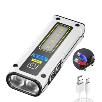 Мини светодиодный фонарик USB Перезаряжаемый Многофункциональный с магнитом Рабочий фонарь Аварийный фонарик Фонарь для кемпинга рыбалки