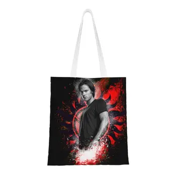 Модная сумка для покупок Sam Winchester Supernatural с принтом, прочная холщовая сумка для покупок через плечо, сумка для телевизора