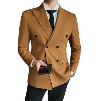 Мужская двубортная Высококачественная и красивая Повседневная верхняя одежда для деловых встреч и многоцелевых пиджаков