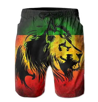 Мужские летние плавки с ямайским львиным флагом, пляжные шорты, быстросохнущие брюки с сетчатой подкладкой и карманами