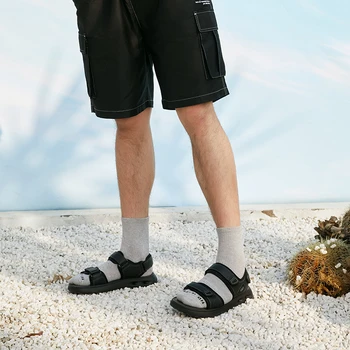 Мужские сандалии Kangnai с открытым носком и крючком-петлей, походные тапочки для прогулок, Летние повседневные туфли на плоской подошве, Мужская пляжная обувь