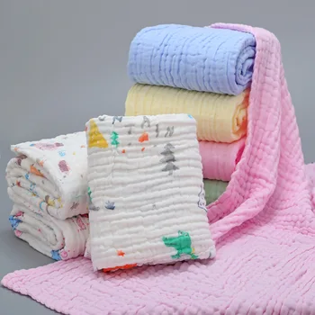 Муслиновое пеленальное одеяло для новорожденных 6 слоев детского одеяла 100 хлопок для коляски Сплошной цвет 105x105 см