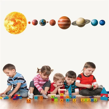 Наклейка на стену с планетами Солнечной системы для детской комнаты, гостиной, украшения дома, настенная роспись для детской