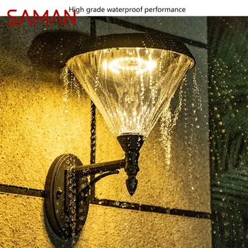 Наружный солнечный настенный светильник SAMAN LED Водонепроницаемый Современный креативный светильник-бра для украшения крыльца дома