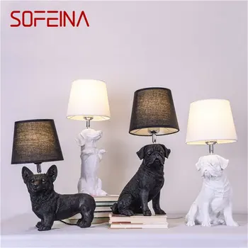Настольные лампы SOFEINA из светодиодной смолы, Современные скандинавские Креативные Украшения с Мультяшной Собакой, Настольная лампа для дома