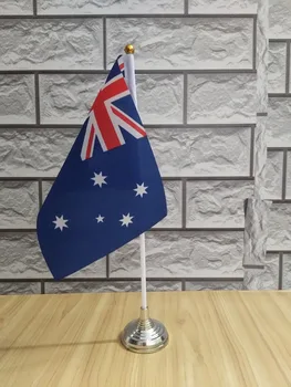 Настольный флаг Австралии с золотым/серебряным пластиковым баннером/прозрачным пластиковым флагом на присоске, бесплатная доставка