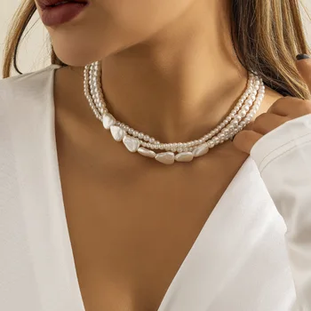 Новое Корейское многослойное ожерелье с жемчужной цепочкой для женщин, винтажное свадебное модное колье-ошейник, ювелирные изделия