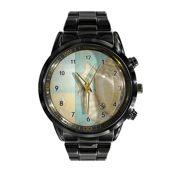 Новые модные деловые часы со стальным ремешком с календарем, мужские часы с морскими животными, моллюсками, спортивные наручные часы
