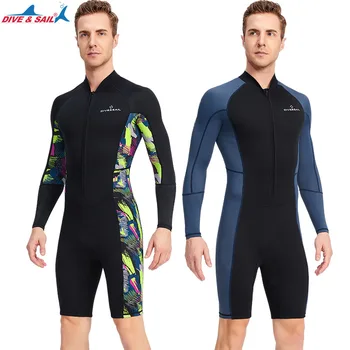 Новые мужские гидрокостюмы, сохраняющие тепло, из 1,5 мм неопрена, молния спереди, длинный рукав, гидрокостюм для подводного плавания, серфинга, гребли на каноэ
