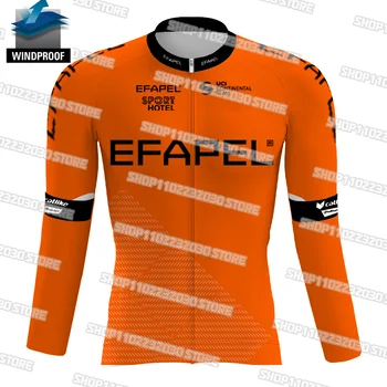 Новый сезон Efapel Cycling [EFL] 2023 Мужская Зимняя Велосипедная Майка С Длинным рукавом, Ветрозащитная Rode Bike Mtb Maillot Ropa Ciclismo