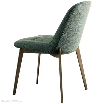 Обеденный стул из итальянской минималистичной ткани, стул с зеленой Книгой, Современный Роскошный Ресторанный Металлический Обеденный стул со спинкой, стул