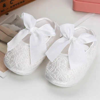 Обувь для новорожденных девочек На мягкой подошве, детская обувь с бантом, обувь для кроватки, вечерние нескользящие туфли принцессы для малышей