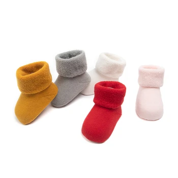 Осенне-зимние Утепленные Детские Носки, Хлопчатобумажные Носки, теплые Теплые носки для маленьких мальчиков и девочек, одежда для новорожденных, Аксессуары для одежды