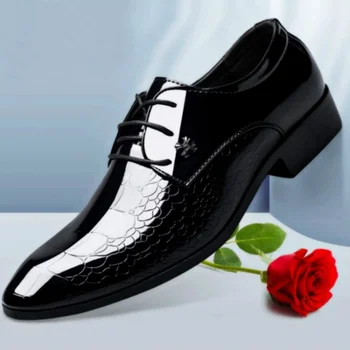 Официальное платье с острым носком в британском стиле, деловые мужские кожаные туфли, нескользящие мужские свадебные туфли, мужские тонкие туфли большого размера.