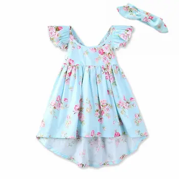 Пасхальное платье для девочек Детское платье принцессы с цветочным рисунком на подтяжках и повязкой на голову Весенние праздничные детские платья для девочек