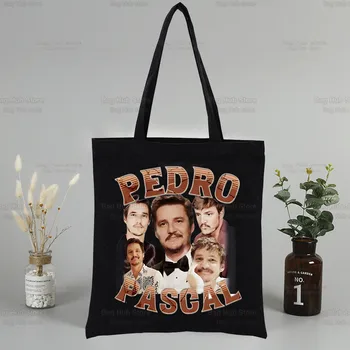 Педро Паскаль, мой бойфренд, черная сумка-тоут, унисекс, холщовые сумки, сумки для покупок, повседневная сумка через плечо, складная