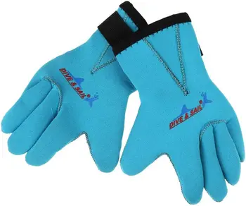 Перчатки Гидрокостюма из неопрена 3 мм Для детей, защищающие от скольжения, для подводного плавания, серфинга, лодки - Синий, S
