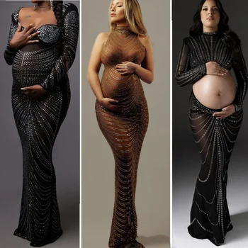 Платье для беременных, сексуальное элегантное перспективное платье, кружевное платье с разрезом для фотосессии, платье для душа ребенка, платье для беременных