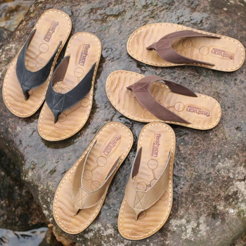 Повседневные кожаные тапочки, мужские простые и элегантные нескользящие походные сандалии, Летние удобные пляжные шлепанцы Chanclas Hombre