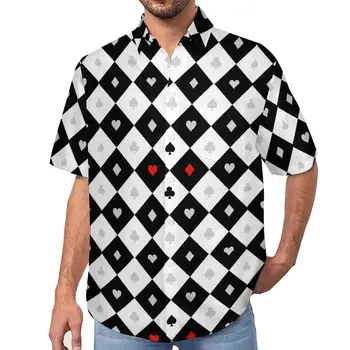 Повседневные рубашки с картами в виде сердечек, рубашка для отдыха в покере, Гавайские забавные блузки, мужские футболки с рисунком, большие размеры