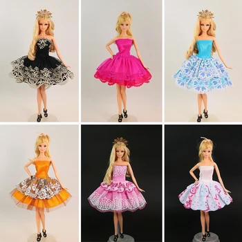 Подарок детям на день рождения 30 предметов = 10 платьев + 10 туфель + 10 вешалок Кукольное Балетное короткое Платье Одежда Платье платье Для куклы Барби