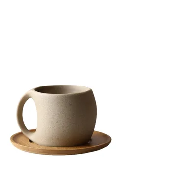 Подарочная кофейная чашка из керамики для здоровья с подносом из дерева акации