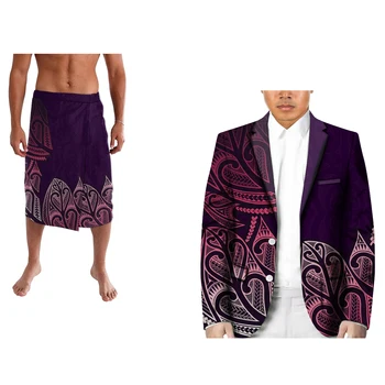 Полинезийский винтажный костюм-двойка, деловой повседневный костюм, подарок на День отца, винтажная мужская юбка и костюм с рисунком на заказ в племенном стиле