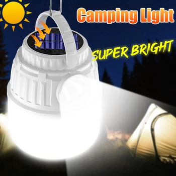 Портативный фонарь для кемпинга, перезаряжаемый через USB светодиодный светильник, Наружный солнечный свет, Лампа для палаток высокой мощности, аварийные огни для барбекю, пешие прогулки